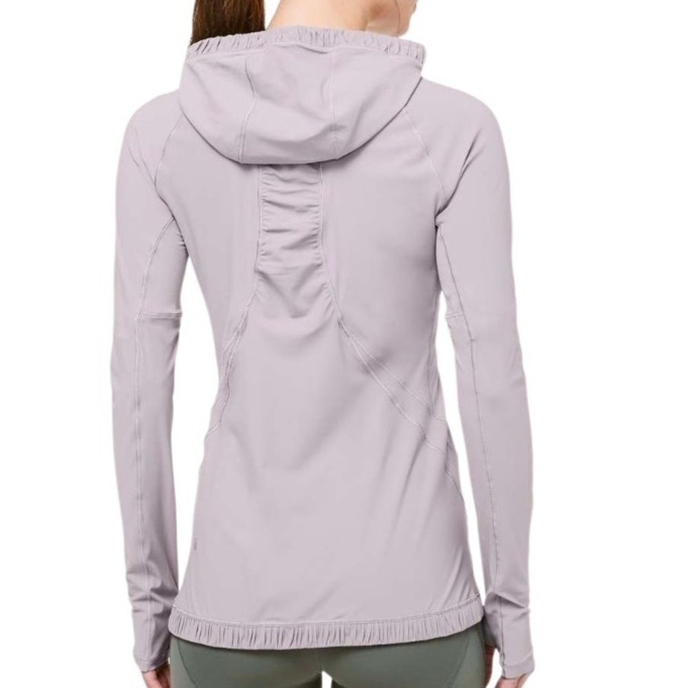 Lululemon Water Bound Hoodie Dark Chrome Sz 6 Sun Cover Up Ponytail Thumb Slits
